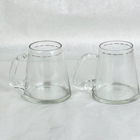 Vintage Irish Coffee Mugs Glass Cups Gold Letters Set of 4 Clear Barware Glass - Picture 5 of 10